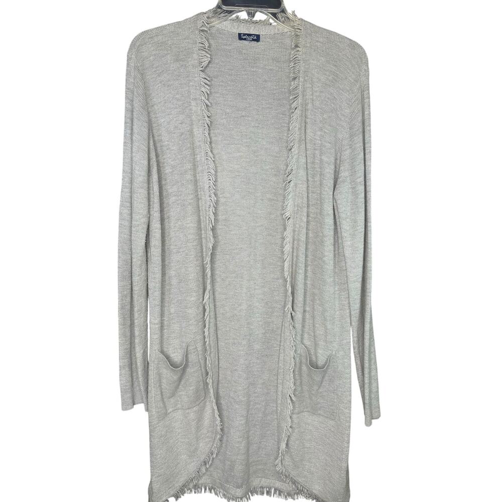 Splendid cashmere blend open duster cardigan, light gray, size L, EUC